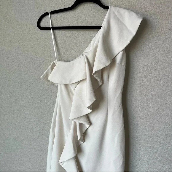 Keepsake White One Shoulder Ruffle Dress Size Small / 4 - Picture 2 of 8